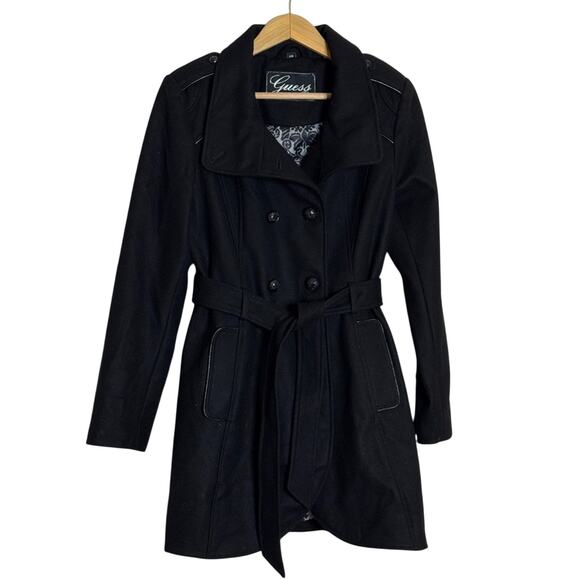 Guess Women’s Black Pea Coat Size Large New - Picture 1 of 7